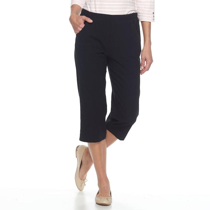 Women's Croft & Barrow&reg; Pull-on Sheeting Capris, Size: Medium, Black