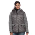 Plus Size Gallery Quilted Mixed-media Jacket, Women's, Size: 1xl, Grey