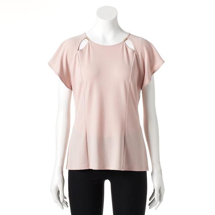 Women's Jennifer Lopez Cutout Flutter Top, Size: Medium, Pink