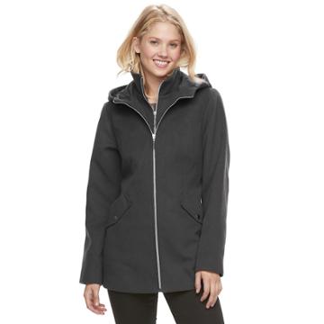 Women's D.e.t.a.i.l.s Hooded Bib Inset Jacket, Size: Small, Dark Grey