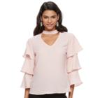 Juniors' Candie's&reg; Chocker Neck Ruffle Top, Teens, Size: Xl, Brt Pink