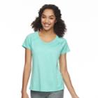Women's Petite Tek Gear&reg; Performance Base Layer Side-slit Tee, Size: L Petite, Turquoise/blue (turq/aqua)