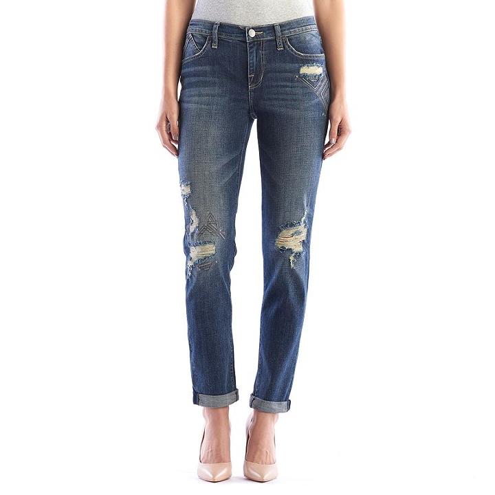 Women's Rock & Republic&reg; Berlin Cuffed Ripped Skinny Jeans, Size: 16 Avg/reg, Med Blue
