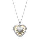 Sentimental Expressions Two Tone Sterling Silver Cubic Zirconia Grandma Heart Necklace, Women's, Size: 18, Grey