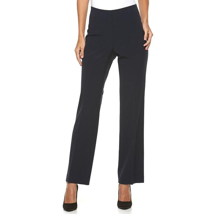 Women's Croft & Barrow® Hollywood Straight-leg Dress Pants, Size: 14, Blue (navy)