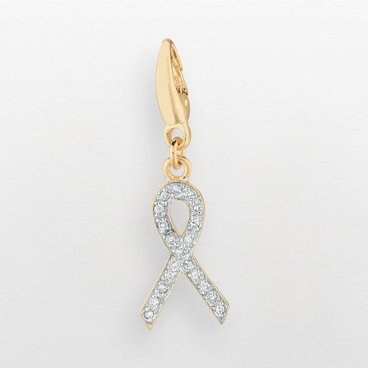14k Gold Over Silver 1/10-ct. T.w. Diamond Ribbon Charm, Women's, Grey