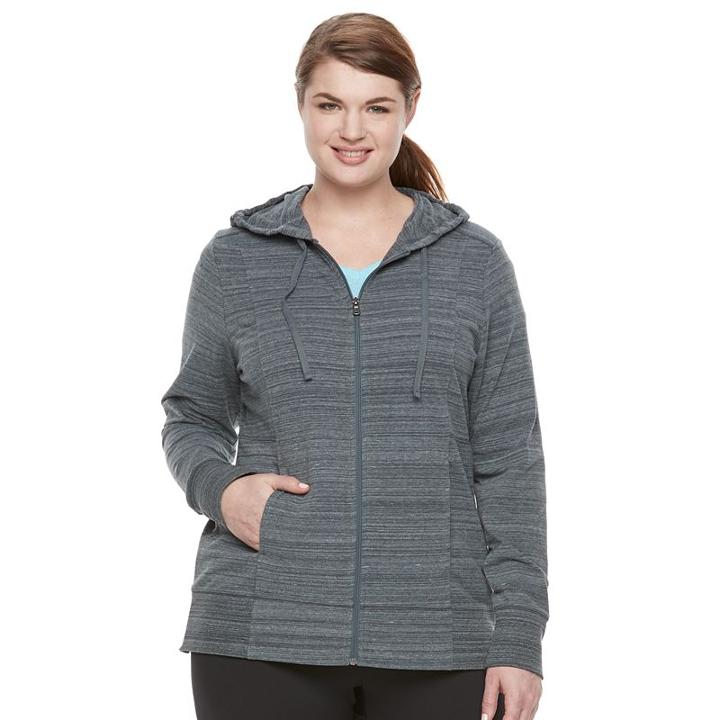 Plus Size Tek Gear&reg; Dry Tek Zip-front Hoodie, Women's, Size: 1xl, Dark Grey