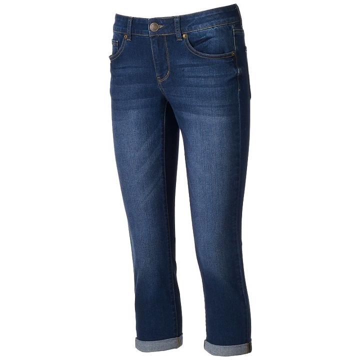 Juniors' So&reg; Low Rise Denim Capris, Teens, Size: 9, Dark Blue