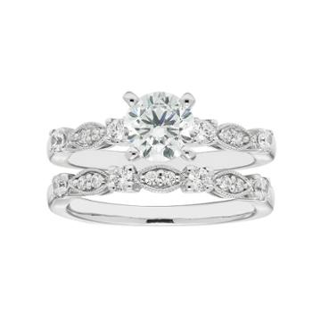 Boston Bay Diamonds 14k White Gold 1 3/8 Carat T.w. Igl Certified Diamond Engagement Ring Set, Women's, Size: 6.50