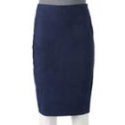 Women's Double Click Faux-suede Midi Skirt, Size: Small, Blue (navy)