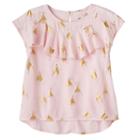 Girls 4-12 Sonoma Goods For Life&trade; Ruffle Front Printed Top, Size: 4, Brt Pink