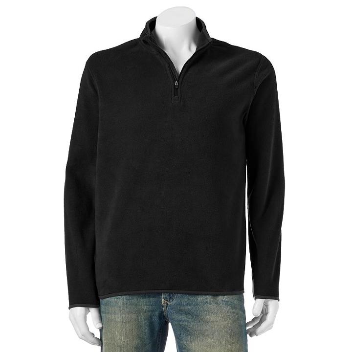 Men's Tek Gear&reg; Arctic Fleece Quarter-zip Pullover, Size: Medium, Black