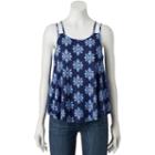 Juniors' Pink Republic Strappy Back Woven Tank, Girl's, Size: Small, Blue (navy)