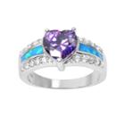 Journee Collection Cubic Zirconia And Simulated Opal Sterling Silver Heart Ring, Women's, Size: 9, Purple