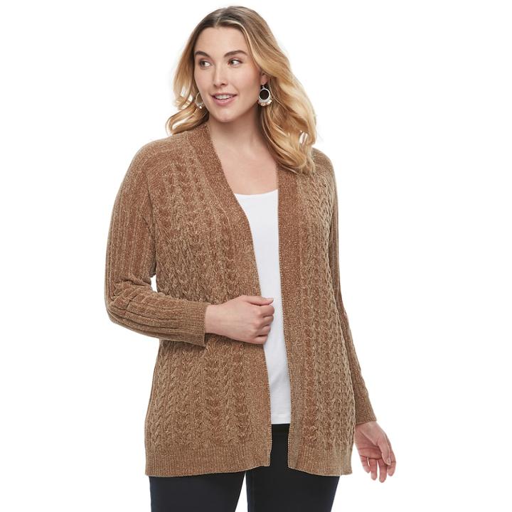 Plus Size Sonoma Goods For Life&trade; Chenille Cardigan, Women's, Size: 1xl, Med Green