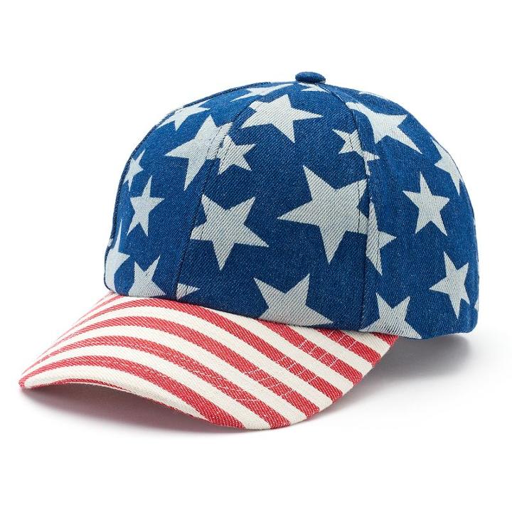 Women's Mudd&reg; Americana Stars & Stripes Baseball Hat, Blue (navy)