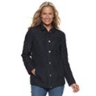 Women's Croft & Barrow&reg; Quilted Snap-front Jacket, Size: Medium, Dark Blue