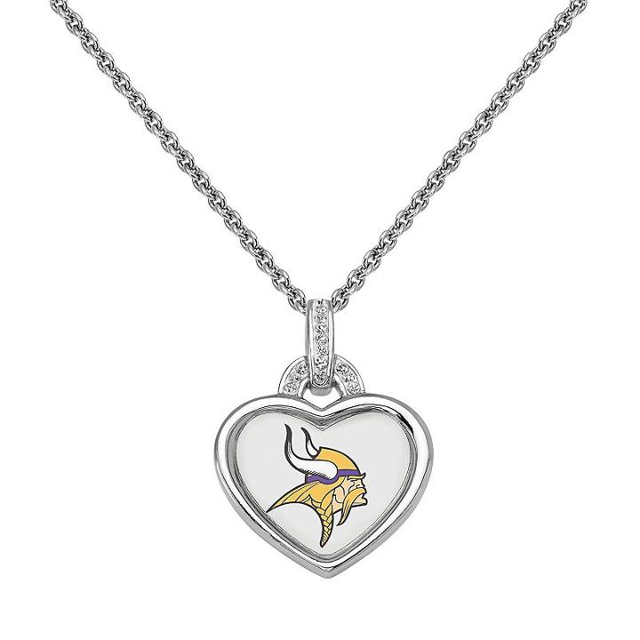 Minnesota Vikings Heart Pendant Necklace, Women's, White