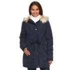 Women's Sebby Collection Hooded Anorak Parka, Size: Large, Blue (navy)