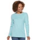 Petite Croft & Barrow&reg; Classic Crewneck Tee, Women's, Size: Xxl Petite, Med Blue