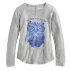 Girls 7-16 & Plus Size Mudd&reg; V-neck Thermal Graphic Tee, Size: 12, Blue (navy)