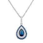 Sterling Silver Simulated Sapphire Teardrop Pendant, Women's, Size: 16, Blue