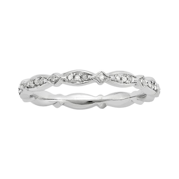 Stacks And Stones Sterling Silver .11-ct. T.w. Diamond Stack Ring, Women's, Size: 8, White