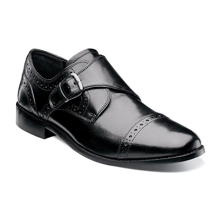 Nunn Bush Newton Men's Monk Strap Cap Toe Dress Shoes, Size: Medium (7), Black