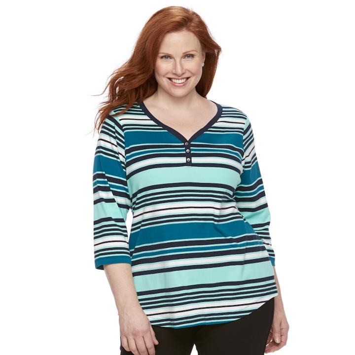 Plus Size Croft & Barrow&reg; Solid V-neck Tee, Women's, Size: 3xl, Lt Green