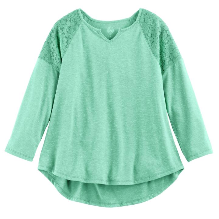 Girls 7-16 & Plus Size So&reg; Crochet Lace Shoulder Top, Size: 18 1/2, Turquoise/blue (turq/aqua)