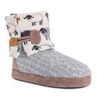 Muk Luks Women's Patti Cuffed Button Bootie Slippers, Size: Xl, Dark Grey