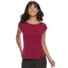 Women's Elle&trade; Printed Crepe Top, Size: Small, Dark Red