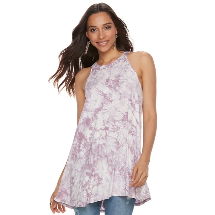 Women's Olivia Sky Print Halter Tunic, Size: Medium, Med Purple