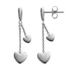 She Sterling Silver Heart Linear Drop Earrings, Women's, Grey