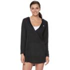 Women's Adidas Shadow Stripe Hoodie Cover-up, Size: Small, Black