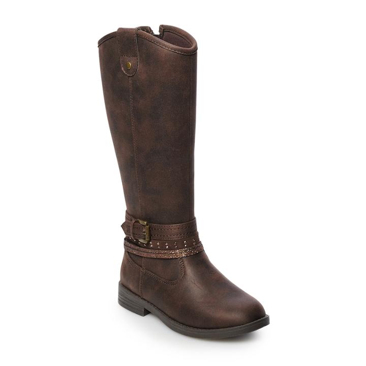 So&reg; Raylene Girls' Tall Riding Boots, Size: 12, Med Brown
