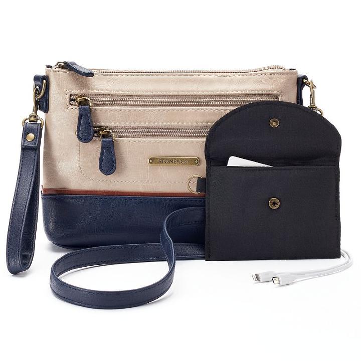 Stone & Co. Plugged In Smartphone Charging Crossbody Bag, Women's, Blue (navy)