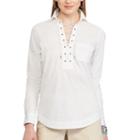 Women's Chaps Lace-up Stretch Tee, Size: Large, White