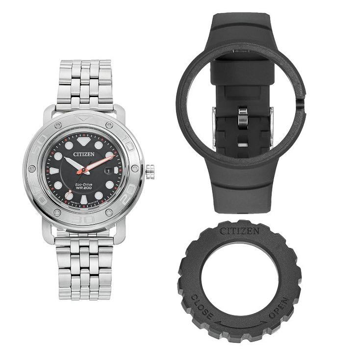 Citizen Eco-drive Men's Diy Stainless Steel Watch & Interchangeable Band Set - Aw1530-65e, Multicolor