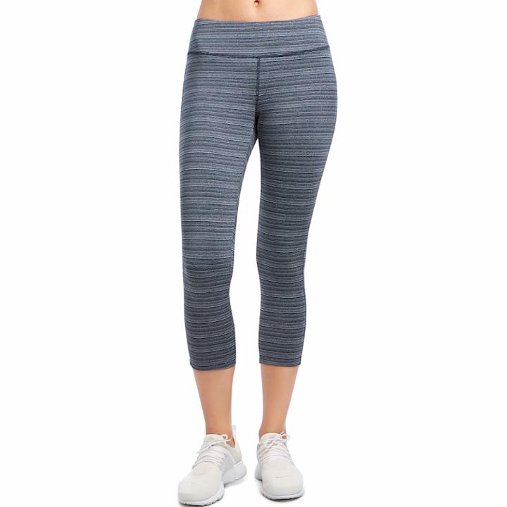 Women's Jockey Sport Stripe Capri Leggings, Size: Medium, Blue