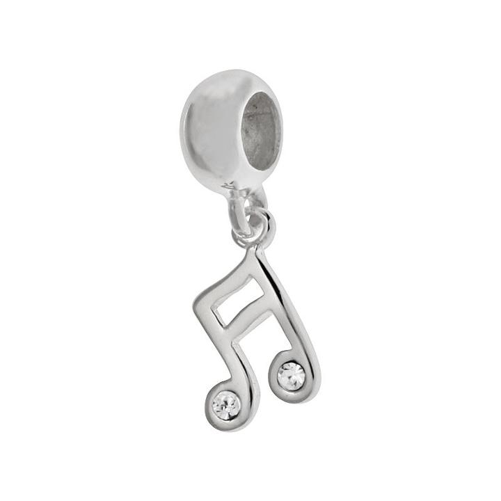 Individuality Beads Sterling Silver Crystal Music Note Charm, Women's, White