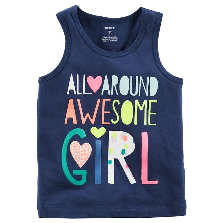 Girls 4-6x Carter's All Around Awesome Girl Tank Top, Size: 4-5, Blue