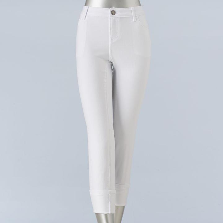 Petite Simply Vera Vera Wang Cuffed Capri Jeans, Women's, Size: 12 Petite, White