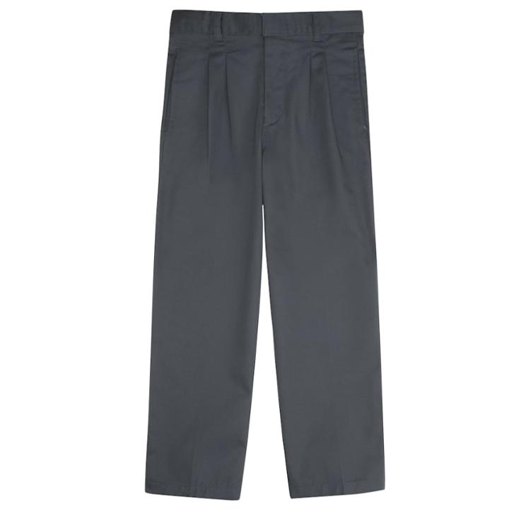 Boys 8-20 French Toast School Uniform Modern-fit Adjustable-waist Double-knee Pleated Pants, Size: 20, Grey