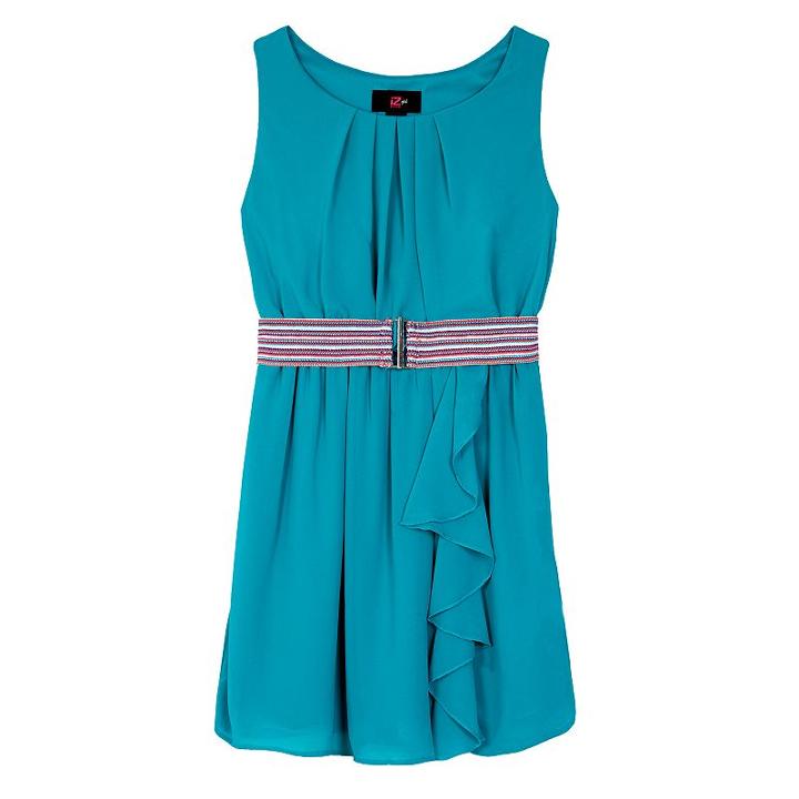 Girls 7-16 Iz Amy Byer Belted Ruffle Dress, Girl's, Size: 7, Med Green