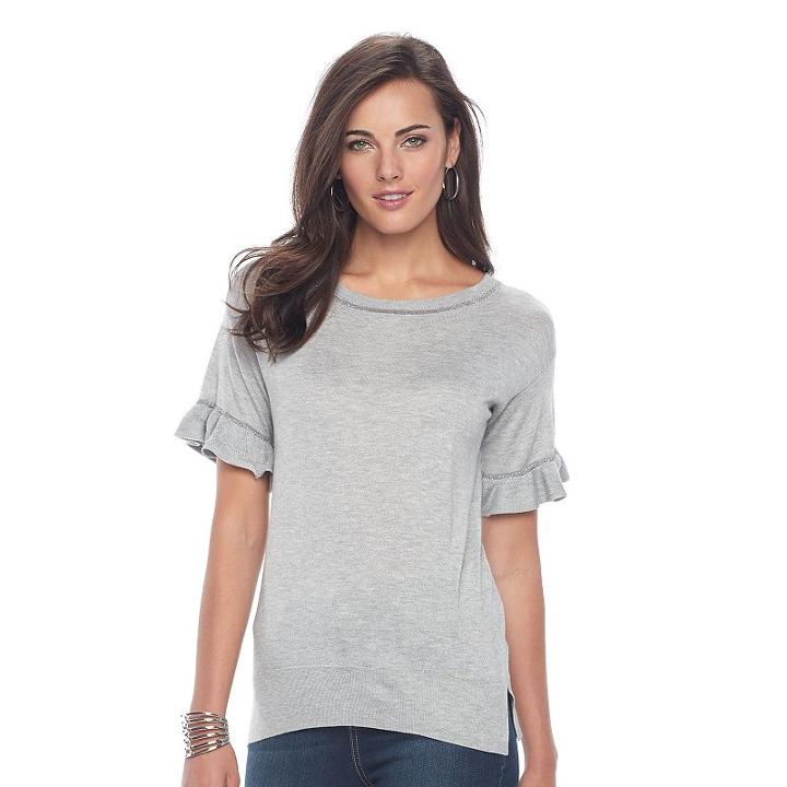 Women's Apt. 9&reg; Flutter Sleeve Sweater, Size: Small, Med Grey