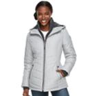 Women's D.e.t.a.i.l.s Hooded Bib Inset Quilted Jacket, Size: Xl, Silver