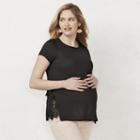 Maternity Lc Lauren Conrad Lace Inset Tee, Women's, Size: Xl-mat, Black