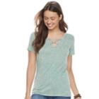 Juniors' Mudd&reg; Mineral Wash Lace-up Tee, Teens, Size: Xl, Turquoise/blue (turq/aqua)