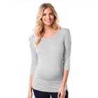 Maternity Pip & Vine By Rosie Pope Solid Ruched Tee, Women's, Size: S-mat, Light Grey